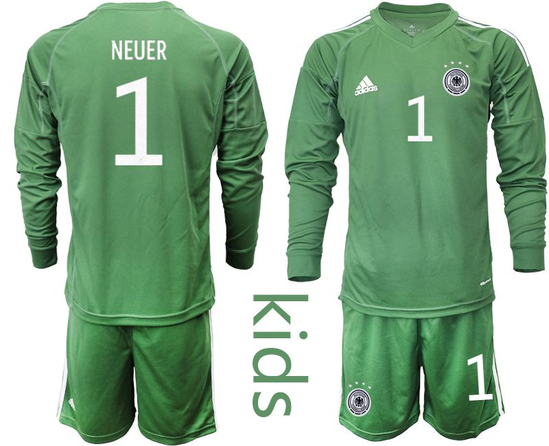 Youth 2021 World Cup National Germany army green long sleeve goalkeeper #1 Soccer Jerseys->germany jersey->Soccer Country Jersey